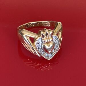 14K & Diamonds Heavy Custom Irish Claddagh Ring